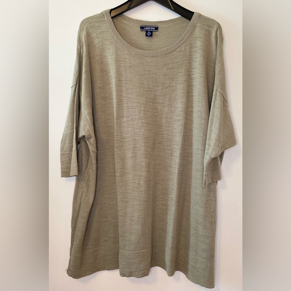 Lands' End Olive Green Knit Tunic Top